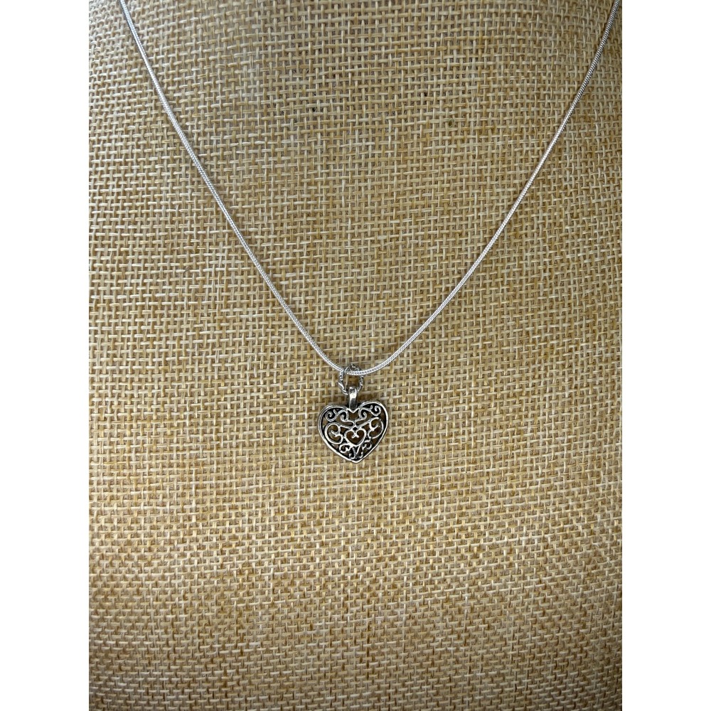Boho Filigree Romantic Vintage 925 Sterling Silver Heart Necklace - Picture 7 of 8